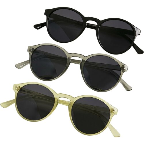 Urban Classics Accessoires Sunglasses Cypress 3-Pack Black/Light Grey/Yellow Cene