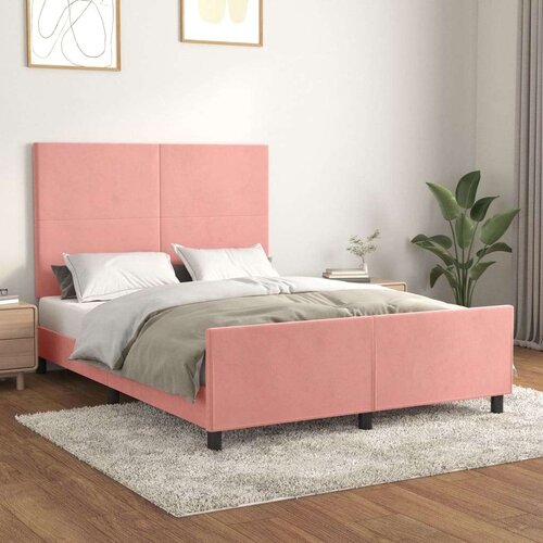  Posteljni okvir z vzglavjem roza 140x200 cm žamet, (20905525) Slike