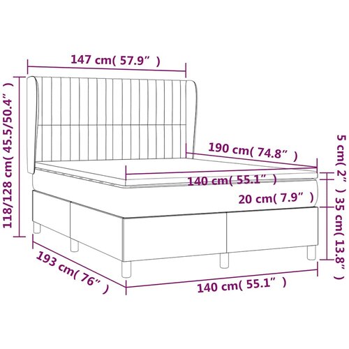  Krevet s oprugama i madracem svjetlosivi 140x190 cm od tkanine Slike