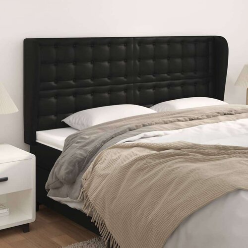  Uzglavlje s u&amp;scaron;ima crno 183x23x118/128 cm od umjetne kože Slike