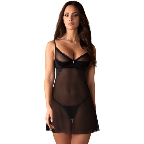 Obsessive Stelisa Chemise &amp;amp; Thong Black S/M Slike