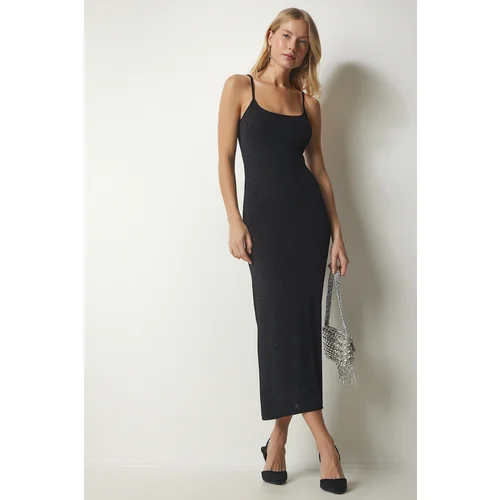  Women's Black Straps, Glittery Wraparound Dress