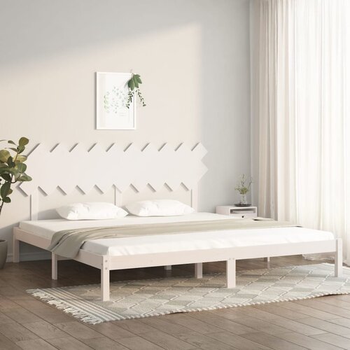 vidaXL Posteljni okvir bel 200x200 cm iz trdnega lesa Cene