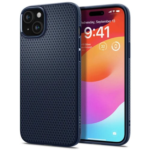 Spigen Liquid Air iPhone 15 navy blue Slike