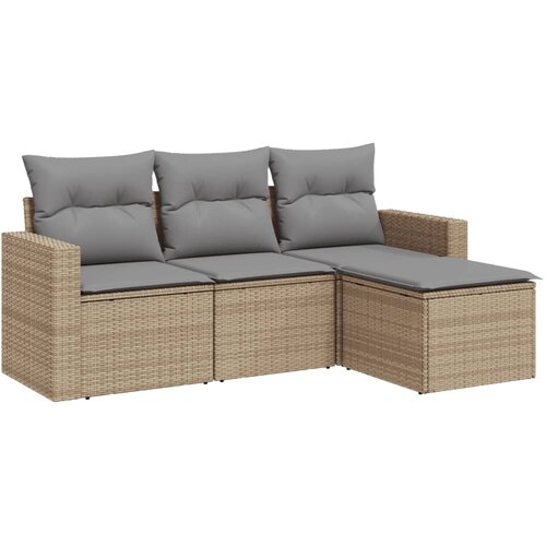 vidaXL 4-dijelni set vrtnih sofa s jastucima bež od poliratana Cijene