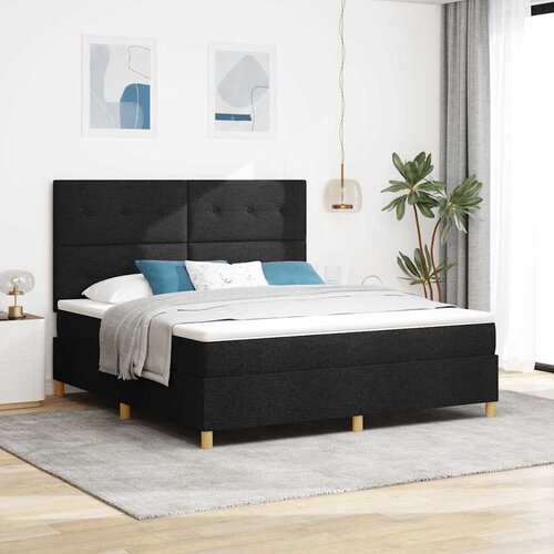  Krevet s opruga kutije s uzglavljem Crna 180 x 200 cm tkanina Cijene