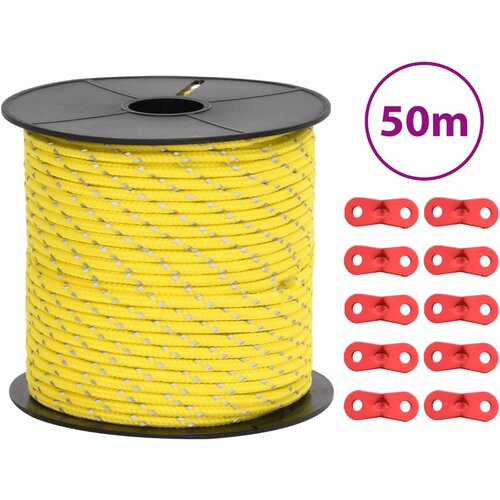 vidaXL Uže za šator s reflektirajućim prugama i ključevima 50 m 4 mm Cijene