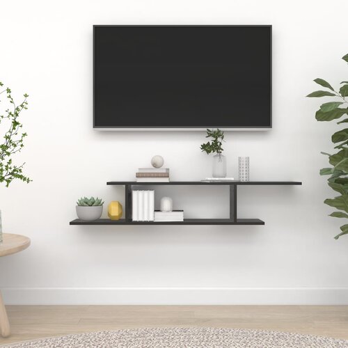 vidaXL Zidna TV polica crna 125 x 18 x 23 cm od iverice Cijene