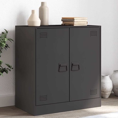  Komoda crna 67 x 39 x 73 cm čelična Cijene
