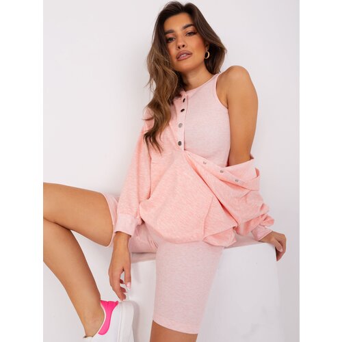 Fashion Hunters Light pink melange casual set with sweatshirt Slike