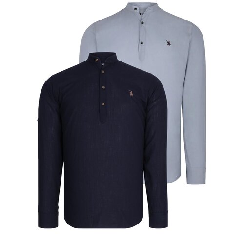 Dewberry DOUBLE SET G783 JUDGE COLLAR SHIRT-NAVY BLUE - GREY Slike