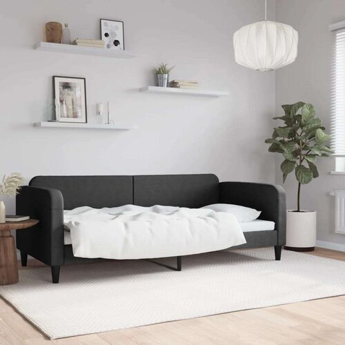  Dnevni krevet crni 90 x 200 cm od tkanine Slike