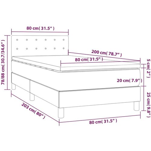  Krevet s oprugama i madracem smeđesivi 80x200 cm od tkanine Slike