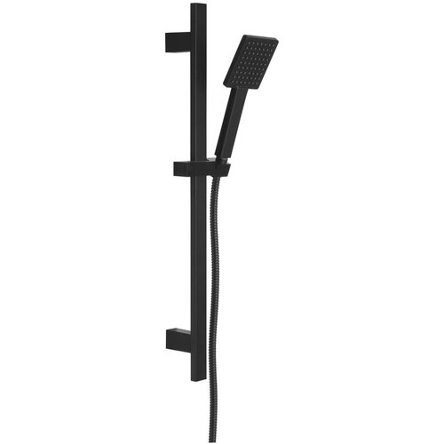 Sapho Mat crni set za tuš kabinu od nehrđajućeg čelika sa ručnim tušem/s kliznim nosačem 70 cm – Cijene