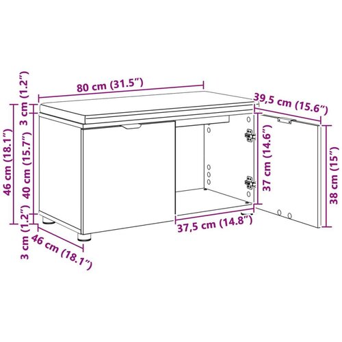  Klupa za hodnik s jastukom Dimljeni hrast 80 x 38 x 46 cm Slike