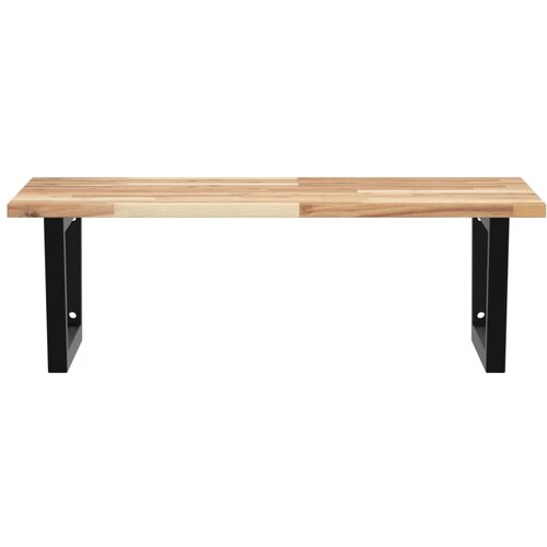  Zidna polica za umivaonik od čelika i masivnog bagremovog drva Smeđa 100 x 60 x 2 cm Slike