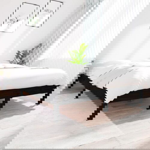 The Living Store Posteljni okvir črn 120x200 cm trdna borovina - Posteljni Okvir, (21523945) Cene