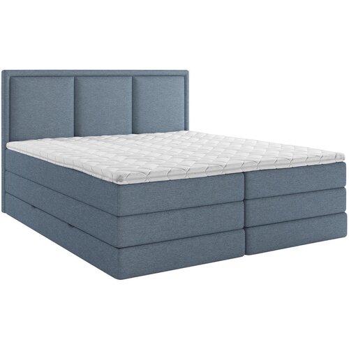 MID.YOU POSTELJA BOXSPRING 200 cm x 220 cm , les, tekstil, leseni material temno modra Cene