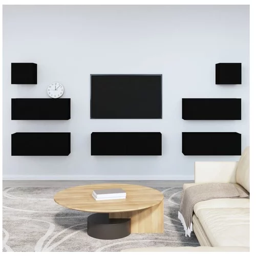  Komplet TV omaric 7-delni črn inženirski les