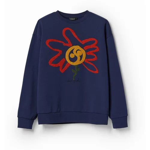 Desigual Sweater majica 'Moon flower' plava / smeđa / narančasta / crvena