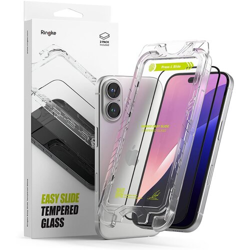 Ringke KALJENO STEKLO EASY SLIDE 2-PACK ZA IPHONE 15 16 ČRNO, (22002094) Cene
