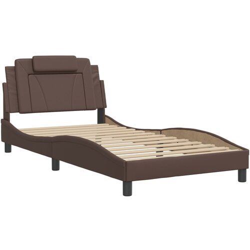 vidaXL Posteljni okvir z vzglavjem rjav 100x200 cm umetno usnje, (21095240) Cene