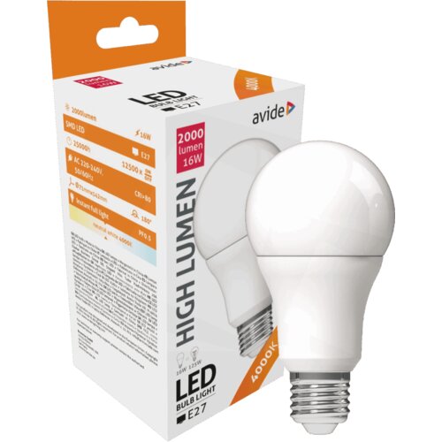 Avide Sijalica, LED 16W, E27, 4000K, 230V AC, bijela svjetlost &amp;ndash; Globe A70 16W E27 Slike