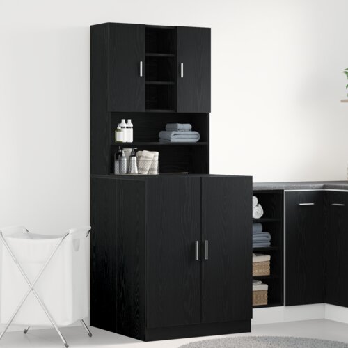 vidaXL omare za pralne stroje 2 kosi črn hrast 70.5x71.5x181.5 cm Cene