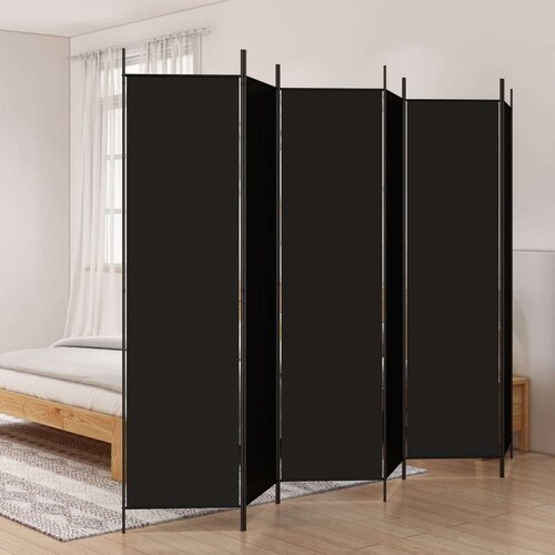 Sobna pregrada s 6 panela crna 300x200 cm od tkanine Cijene