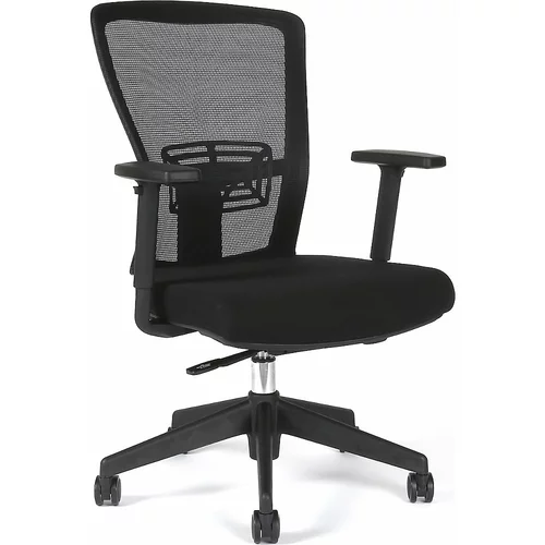  Vrtljiv pisarniški stol THEMIS BP, z nasloni za roke in univerzalnimi kolesi, črno mrežasto naslonjalo / črn sedež