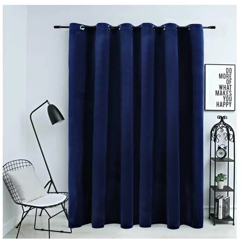  Zatemnitvena zavesa z obročki žametna temno modra 290x245 cm