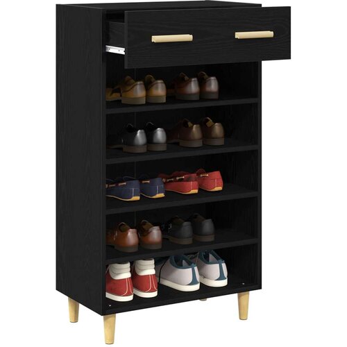  Ormar za cipele Crni hrast 60 x 35 x 105 cm Konstruirano drvo - Crni hrast Slike
