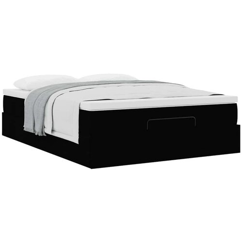 VidaXL otomanski krevet s madracem crni 140x190cm od tkanine Slike
