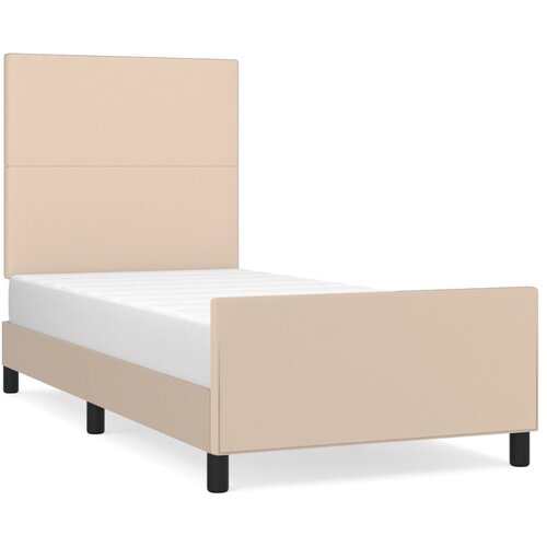 Maison Chic Posteljni okvir - Enojna postelja - Postelja za odrasle z vzglavjem kapučino 100x200 cm umetno usnje-J9580, (21769540) Slike