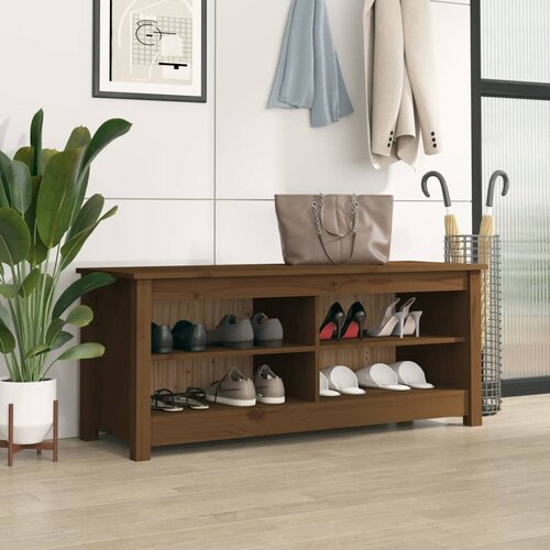 vidaXL klupa za cipele boja meda 110x38x45,5 cm od masivne borovine Cijene