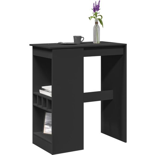 VidaXL Barska miza s policami črna 90x47,5x103,5 cm inženirski les Slike