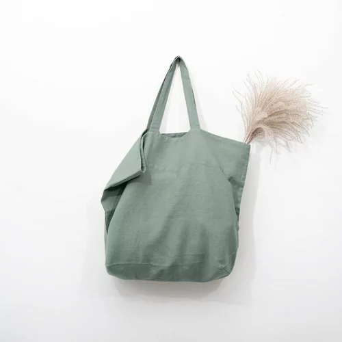 Linen Tales zelena lanena torba za kupovinu