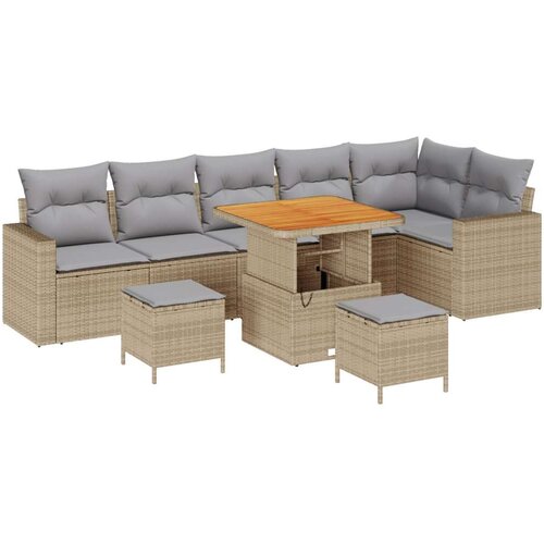  9-dijelna garnitura za vrt s jastučićima Bež Poly Ratan Akacija 3-dijelni set za blagovanje na otvorenom s jastučićima Bež Poly Slike