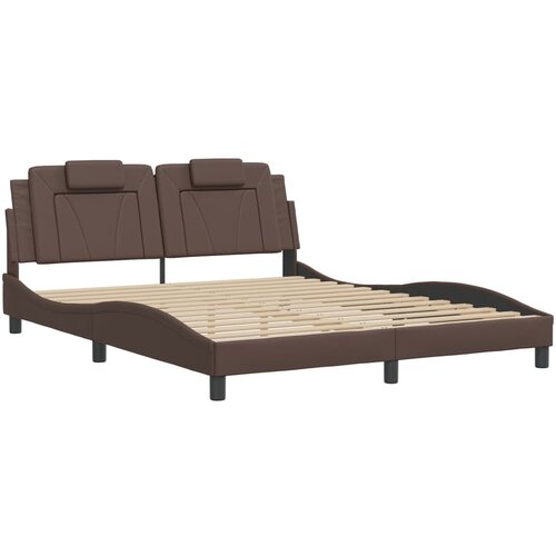 vidaXL Posteljni okvir z vzglavjem rjav 160x200 cm umetno usnje, (21095388) Cene