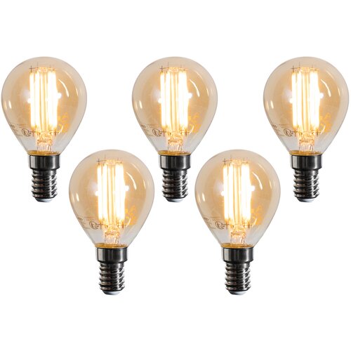 LUEDD Set van 5 E14 LED lampen G45 goud 2W 180 lm 2100K Slike
