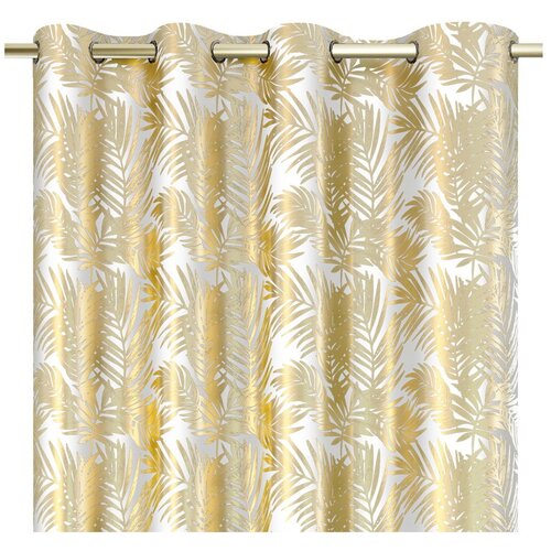 AmeliaHome Bijela/u zlatnoj boji zavjesa za djelomično zamračenje od samta 140x245 cm Golden Leaves – Cijene