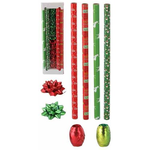  Božićni set za zamatanje darova (70 x 200 cm BAG6550 -crvena/zelena Cijene