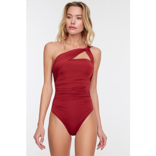 Trendyol Claret Red Tie Detailed Swimsuit Cene