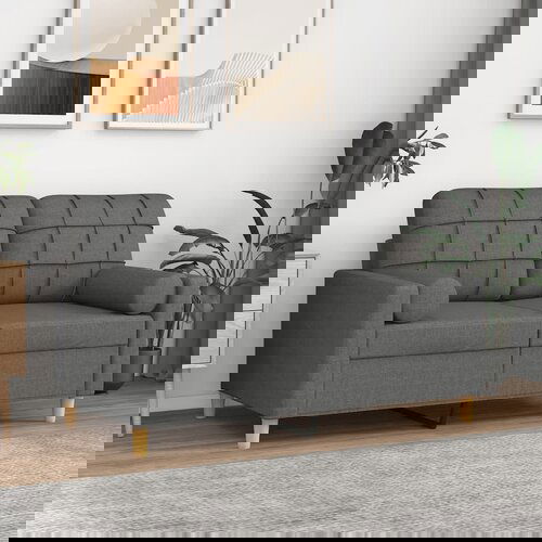 vidaXL Kavč dvosed z blazinami temno siv 120 cm blago Cene