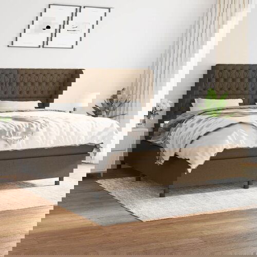  The Living Store Box spring postelja z vzmetnico temno rjava 180x200 cm blago - Box Spring Postelja, (21515263) Cene