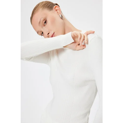 Koton Knitwear Sweater Light Stand Collar Long Sleeve Textured