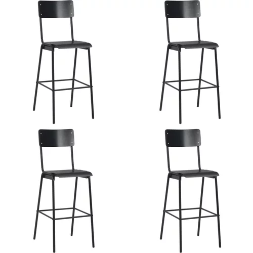 vidaXL Barski stolci od masivne iverice i čelika 4 kom crni