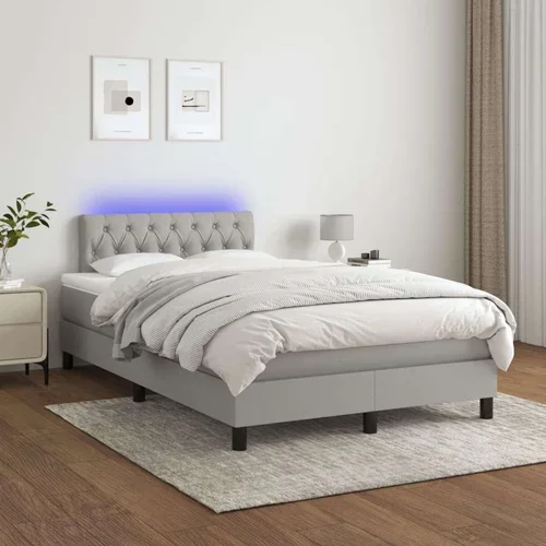  Box spring postelja z vzmetnico LED sv. siva 120x200 cm blago, (20726390)