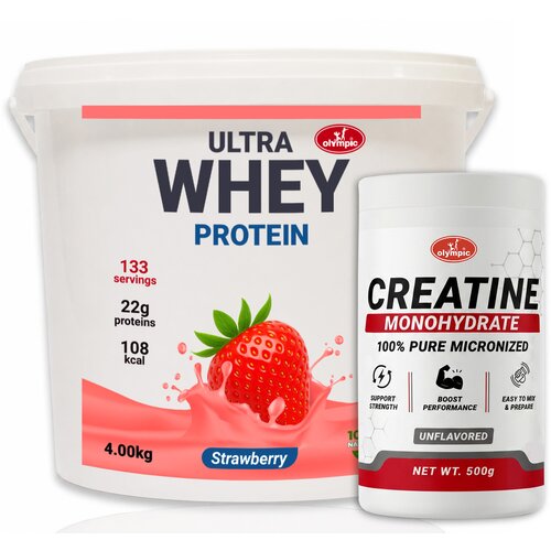 Olympic Ultra Whey Protein Jagoda 4kg + Creatine Monohydrate 500g Cene