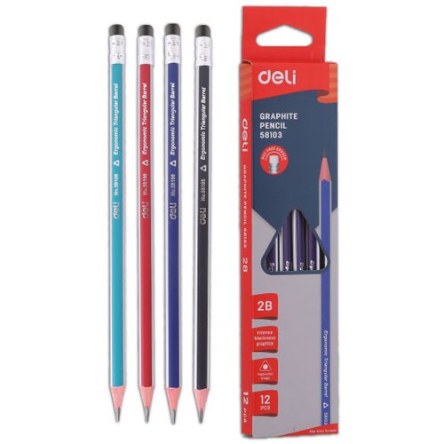 Deli Trougaone grafitne olovke E38039, 12 komada Slike